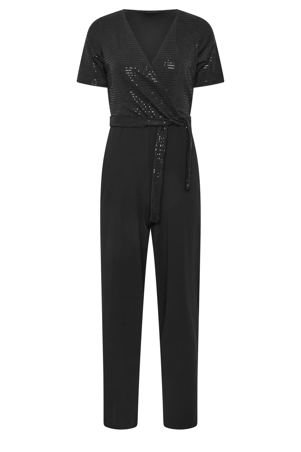 PixieGirl Petite Black Sequin Wrap Wide Leg Jumpsuit - 6 Image 5