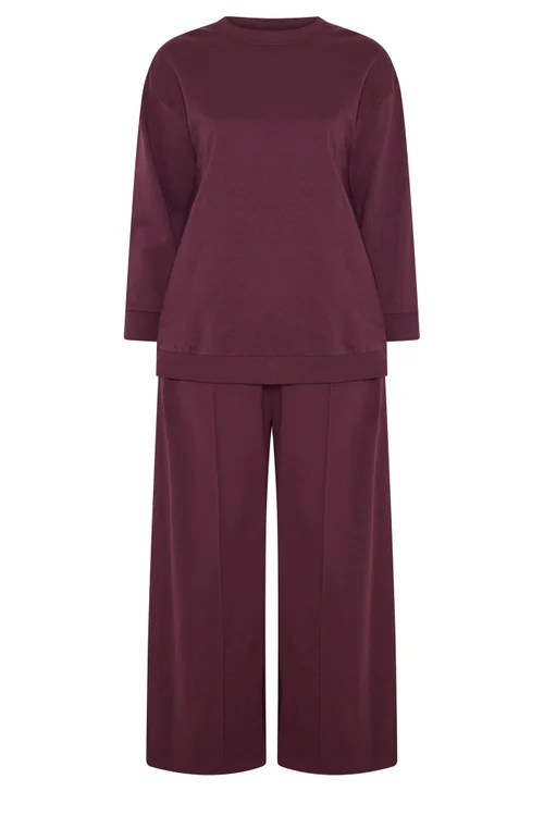 Yours Curve Burgundy Red Sweatshirt & Jogger Set - 14-16/L28 Image 5