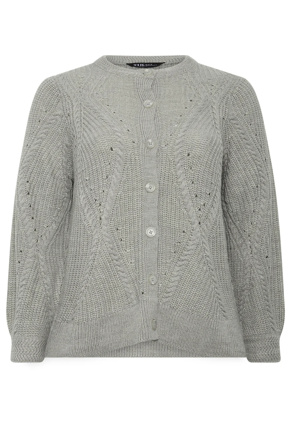 Yours Curve Grey Pointelle Knit Cardigan - 14-16 Image 5