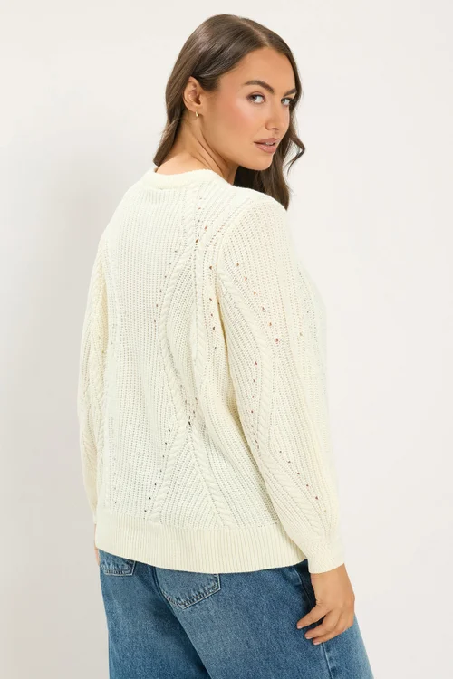 Yours Curve Ivory White Pointelle Knit Cardigan - 14-16 Image 3