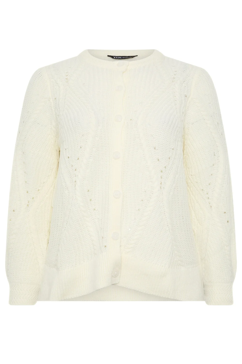 Yours Curve Ivory White Pointelle Knit Cardigan - 14-16 Image 5