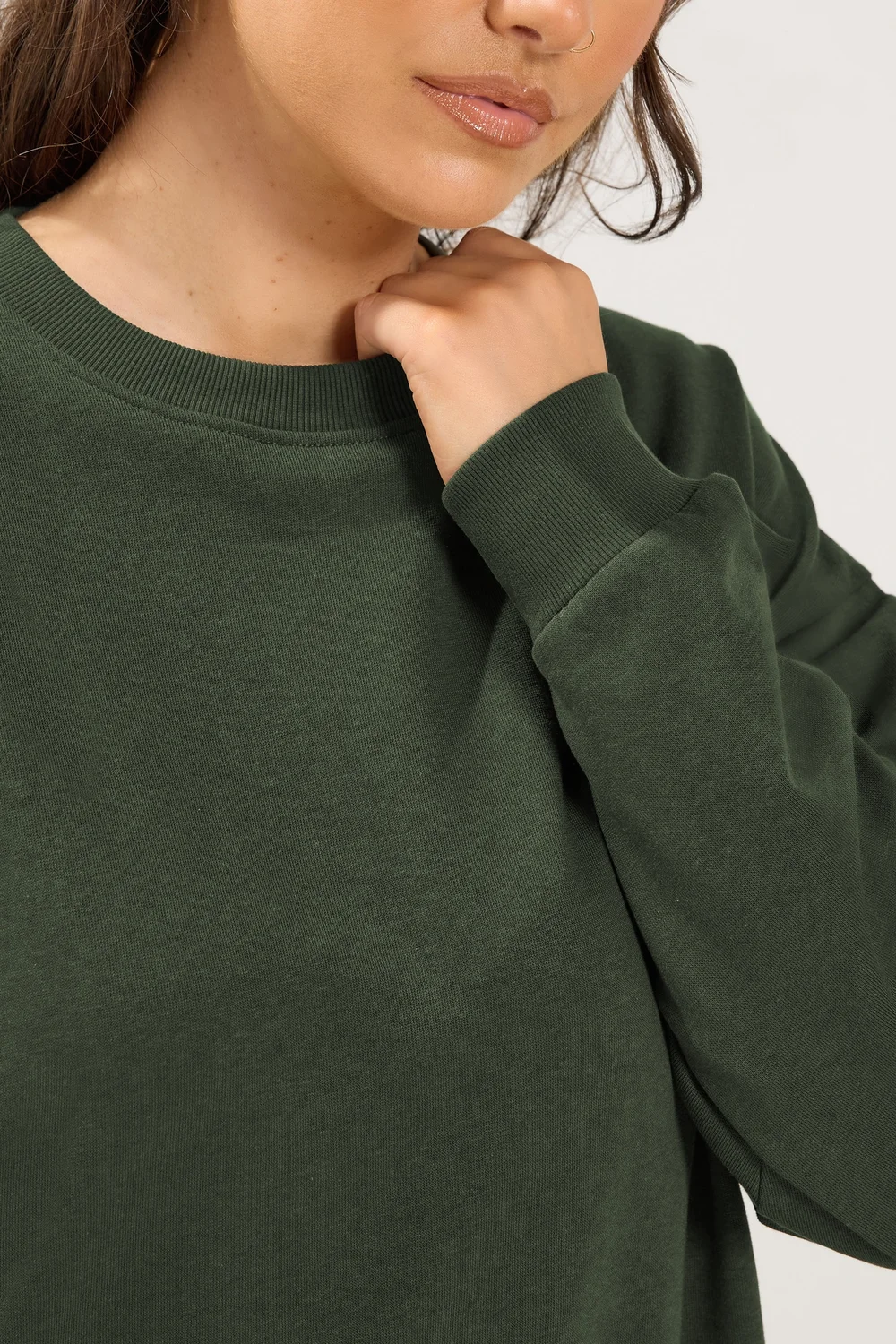 Yours Curve Khaki Green Sweatshirt & Jogger Set - 34-36/L30 Image 3