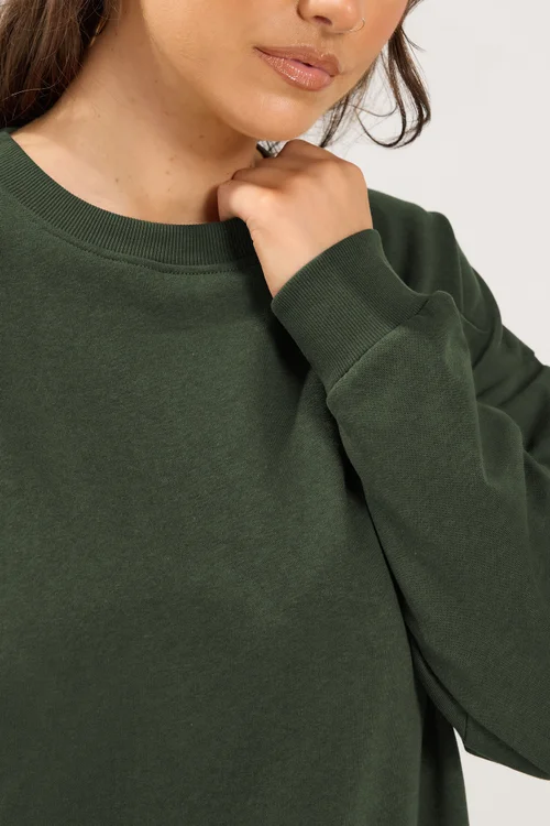 Yours Curve Khaki Green Sweatshirt & Jogger Set - 34-36/L30 Image 3