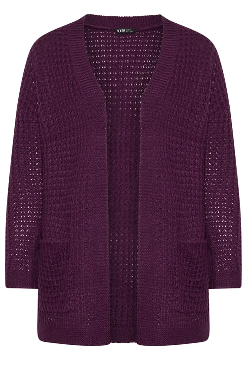 Yours Curve Purple Waffle Knit Cardigan - 18-20 Image 5