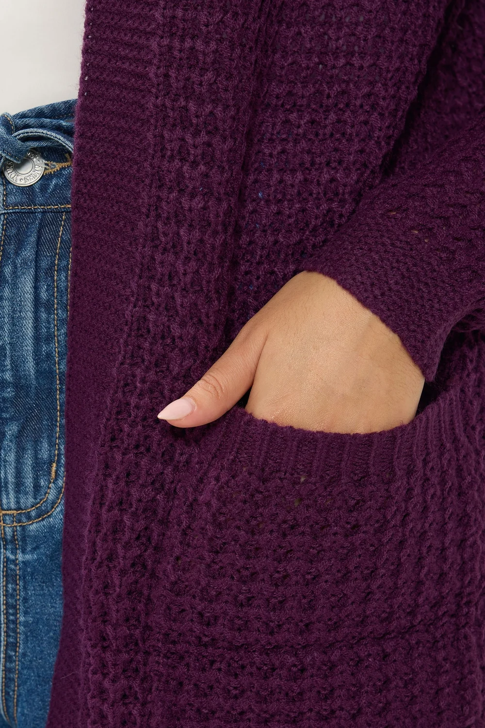 Yours Curve Purple Waffle Knit Cardigan - 18-20 Image 4