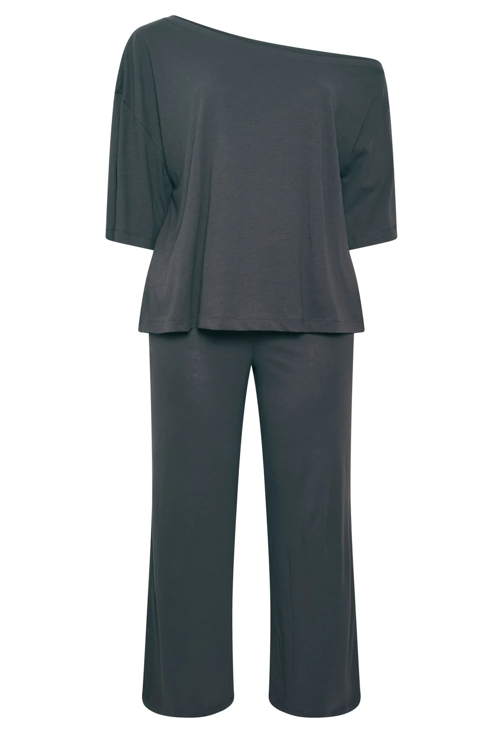 Yours Curve Grey Off Shoulder T-Shirt & Trouser Set - 18 Image 5