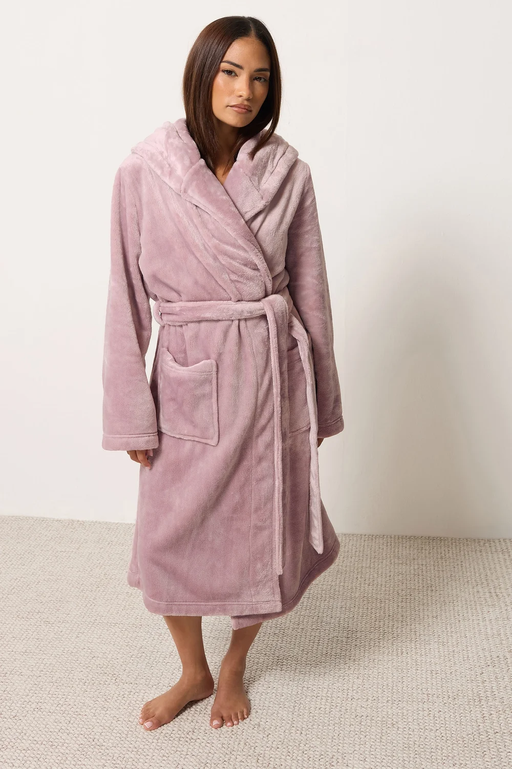 PixieGirl Petite Pink Super Luxe Hooded Dressing Gown - 6-8 Image 1