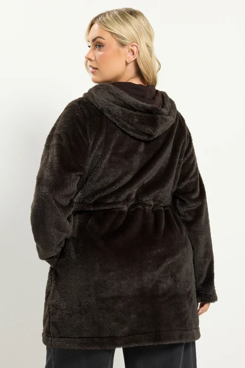 Yours Curve Chocolate Brown Faux Fur Fleece - 14 Image 3