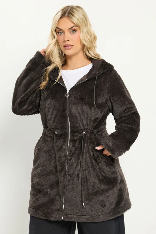 Yours Curve Chocolate Brown Faux Fur Fleece - 14 Image 1