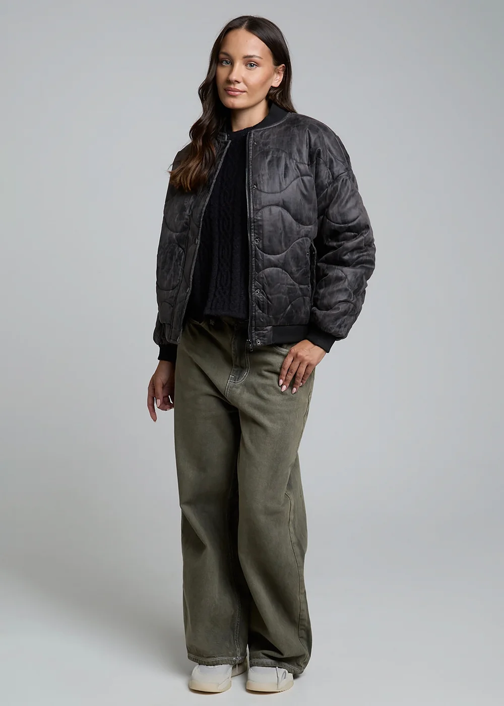 Wednesdays Girl Brown Diamond Quilted Bomber Jacket - XS Image 3