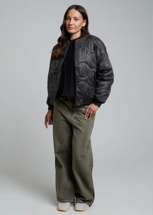 Wednesdays Girl Brown Diamond Quilted Bomber Jacket - XS Image 3