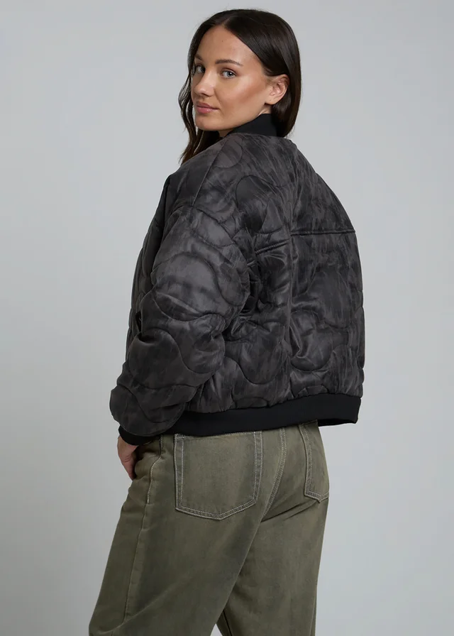 Wednesdays Girl Brown Diamond Quilted Bomber Jacket