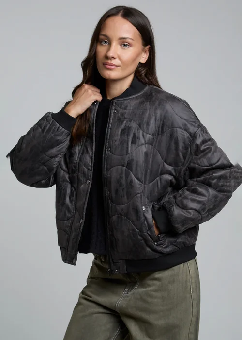 Wednesdays Girl Brown Diamond Quilted Bomber Jacket - XS Image 1