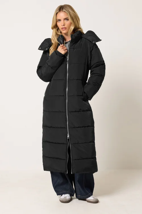 PixieGirl Petite Black Maxi Padded Coat - 18 Image 2