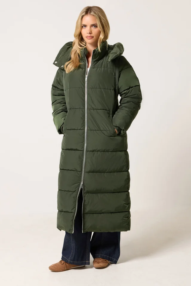 PixieGirl Petite Olive Green Maxi Padded Coat