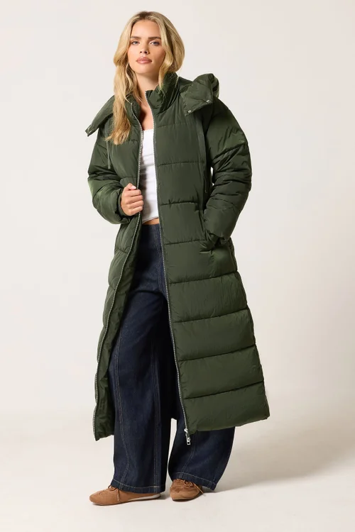 PixieGirl Petite Olive Green Maxi Padded Coat - 6 Image 1