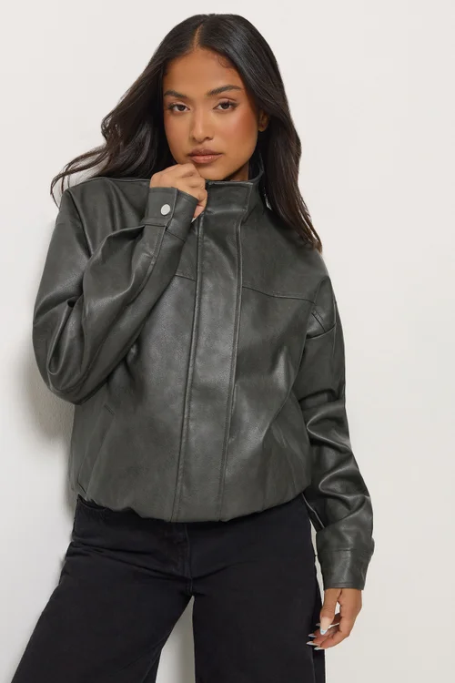 PixieGirl Petite Grey Funnel Neck Jacket - 6 Image 1