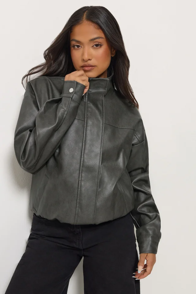 PixieGirl Petite Grey Funnel Neck Jacket