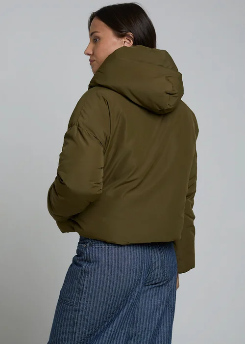 Wednesdays Girl Olive Toggle Detail Cropped Hooded Puffer Jacket - M Image 2