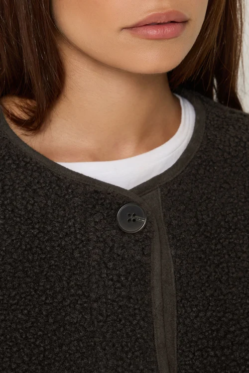 PixieGirl Petite Chocolate Brown Borg Jacket - 10 Image 4