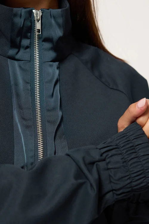 PixieGirl Petite Navy Blue Funnel Neck Jacket - 6 Image 4