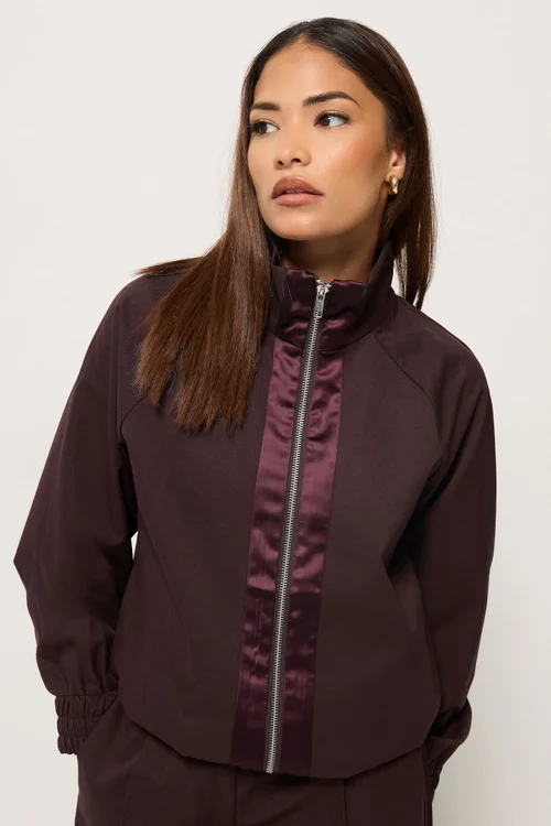 PixieGirl Petite Burgundy Red Funnel Neck Jacket - 8 Image 1