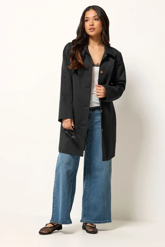 PixieGirl Petite Black Midi Car Coat
