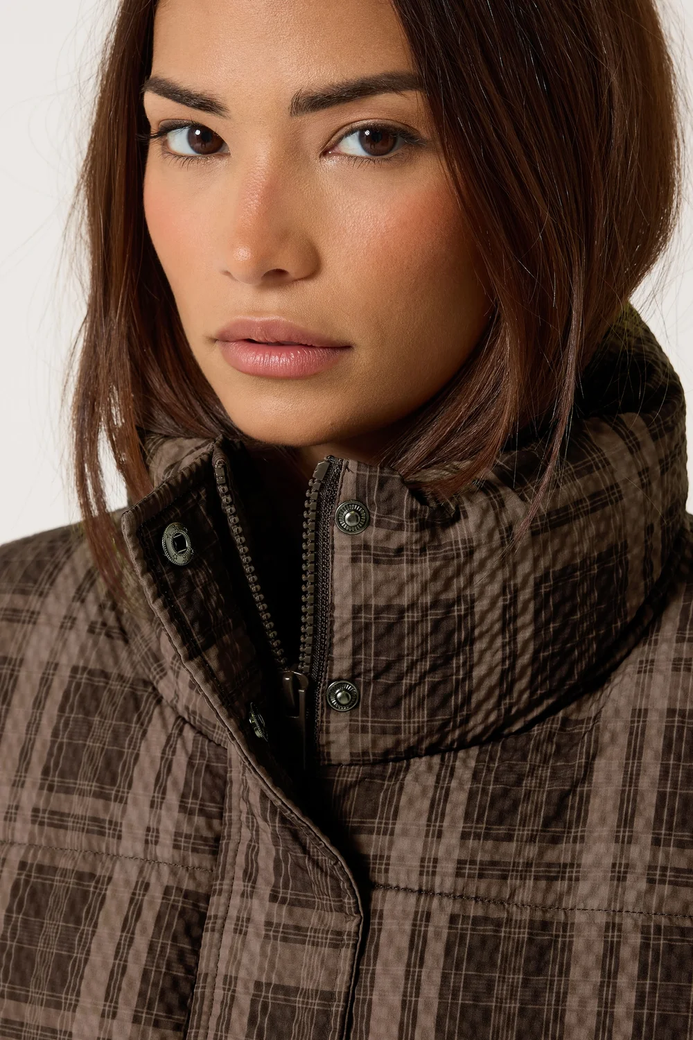 PixieGirl Petite Chocolate Brown Check Puffer Coat - 12 Image 4