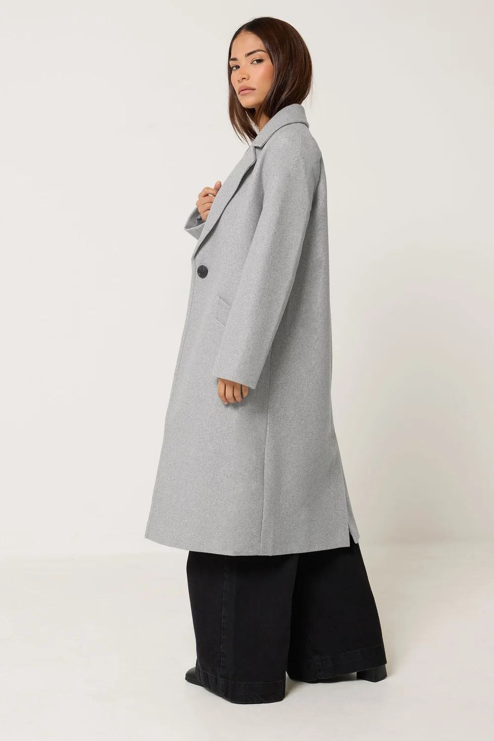 PixieGirl Petite Light Grey Longline City Coat - 16 Image 3