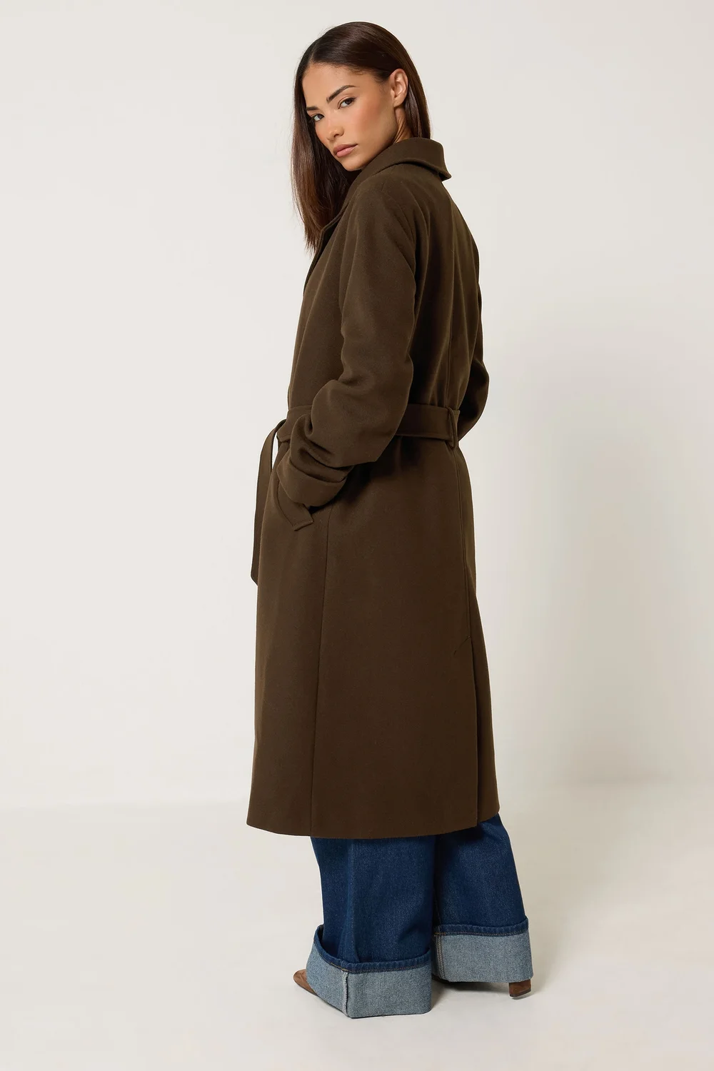 PixieGirl Petite Chocolate Brown Wrap Belt Coat - 14 Image 3