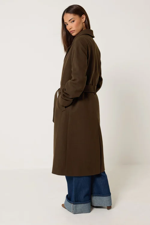 PixieGirl Petite Chocolate Brown Wrap Belt Coat - 14 Image 3