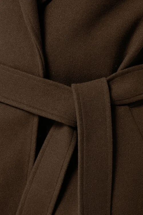 PixieGirl Petite Chocolate Brown Wrap Belt Coat - 14 Image 4
