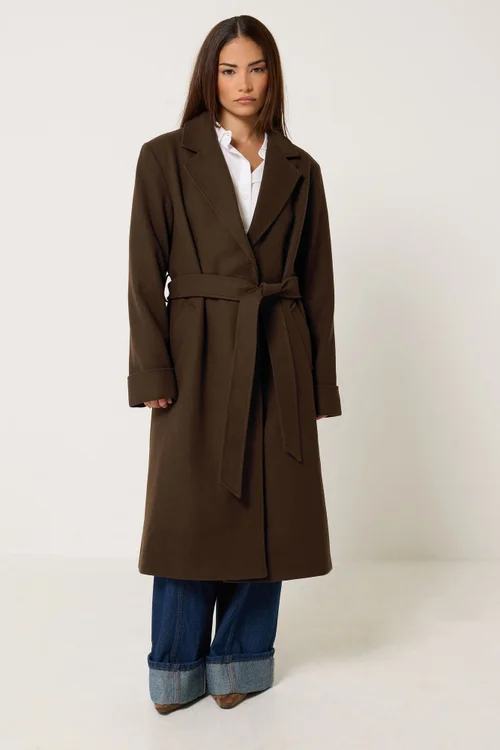 PixieGirl Petite Chocolate Brown Wrap Belt Coat - 14 Image 2