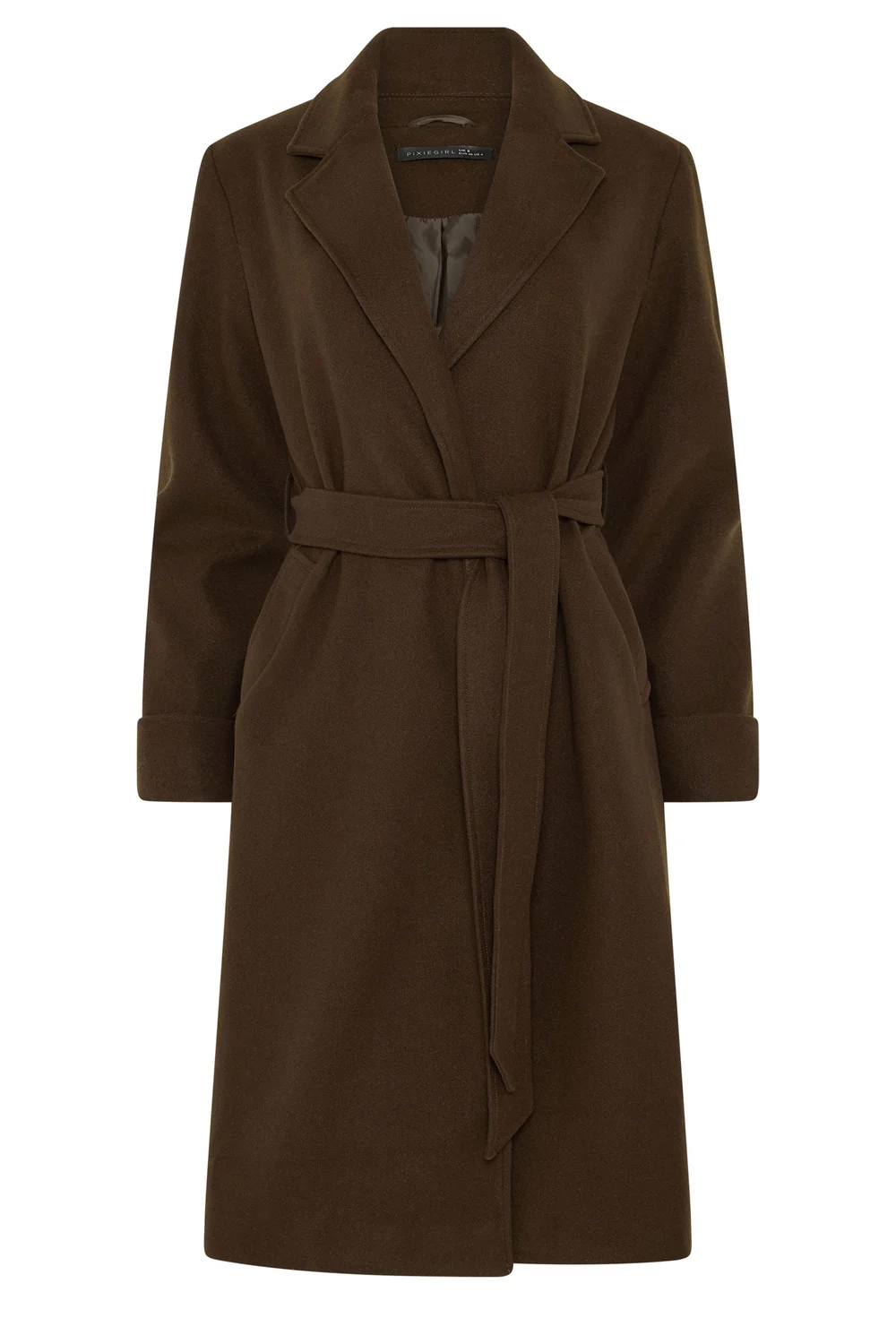 PixieGirl Petite Chocolate Brown Wrap Belt Coat - 14 Image 5
