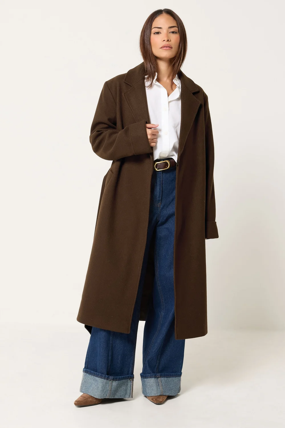 PixieGirl Petite Chocolate Brown Wrap Belt Coat - 14 Image 1