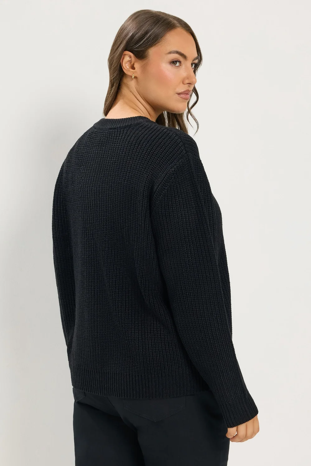 Yours Curve Black Metal Button Knitted Cardigan - 14-16 Image 3