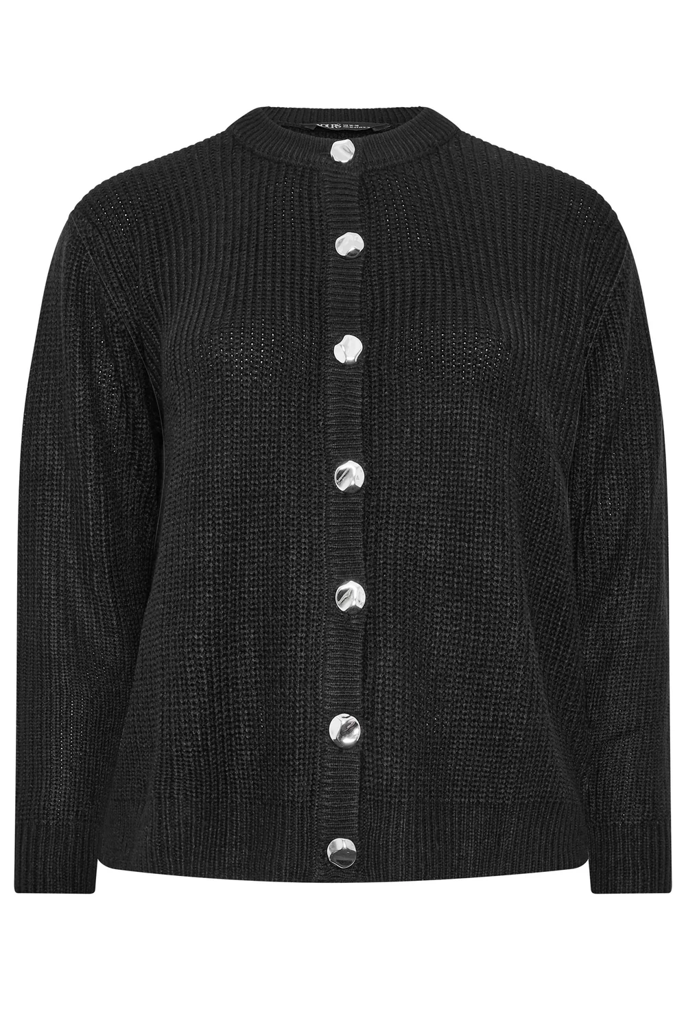 Yours Curve Black Metal Button Knitted Cardigan - 14-16 Image 5