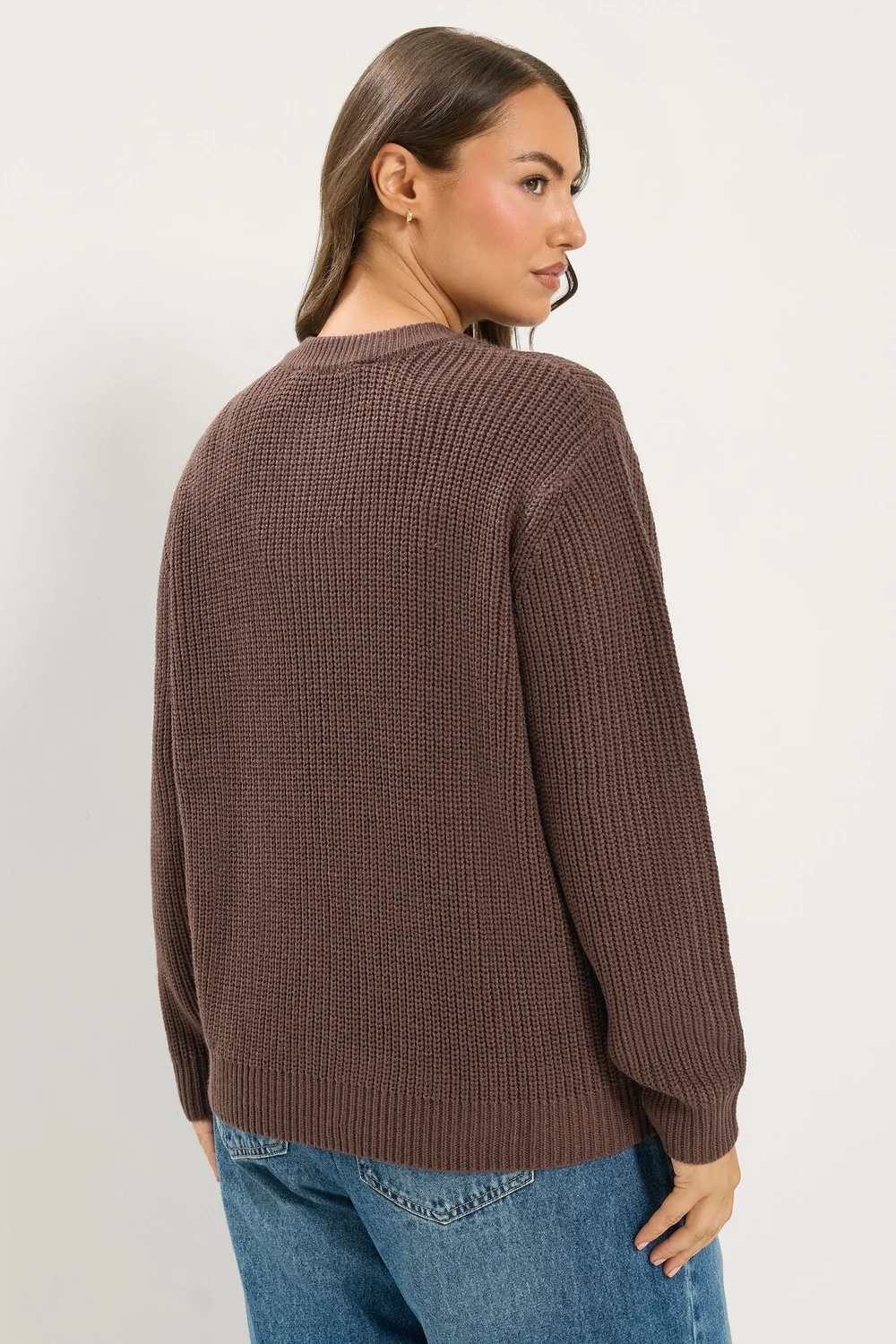 Yours Curve Chocolate Brown Metal Button Knitted Cardigan - 14-16 Image 3