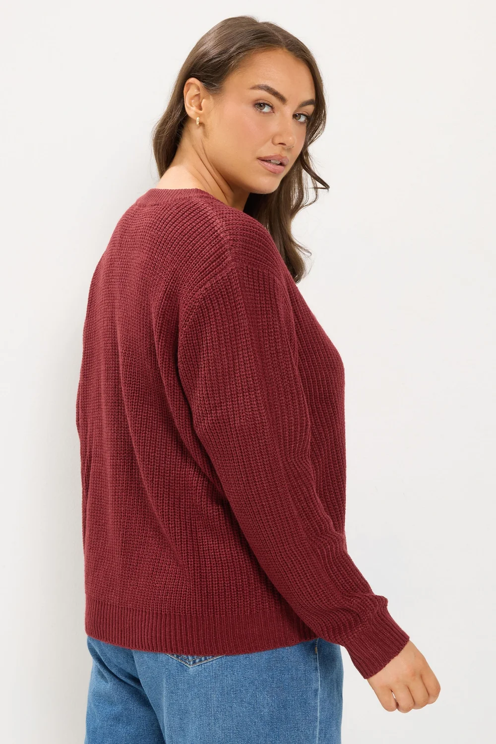 Yours Curve Red Metal Button Knitted Cardigan - 14-16 Image 3