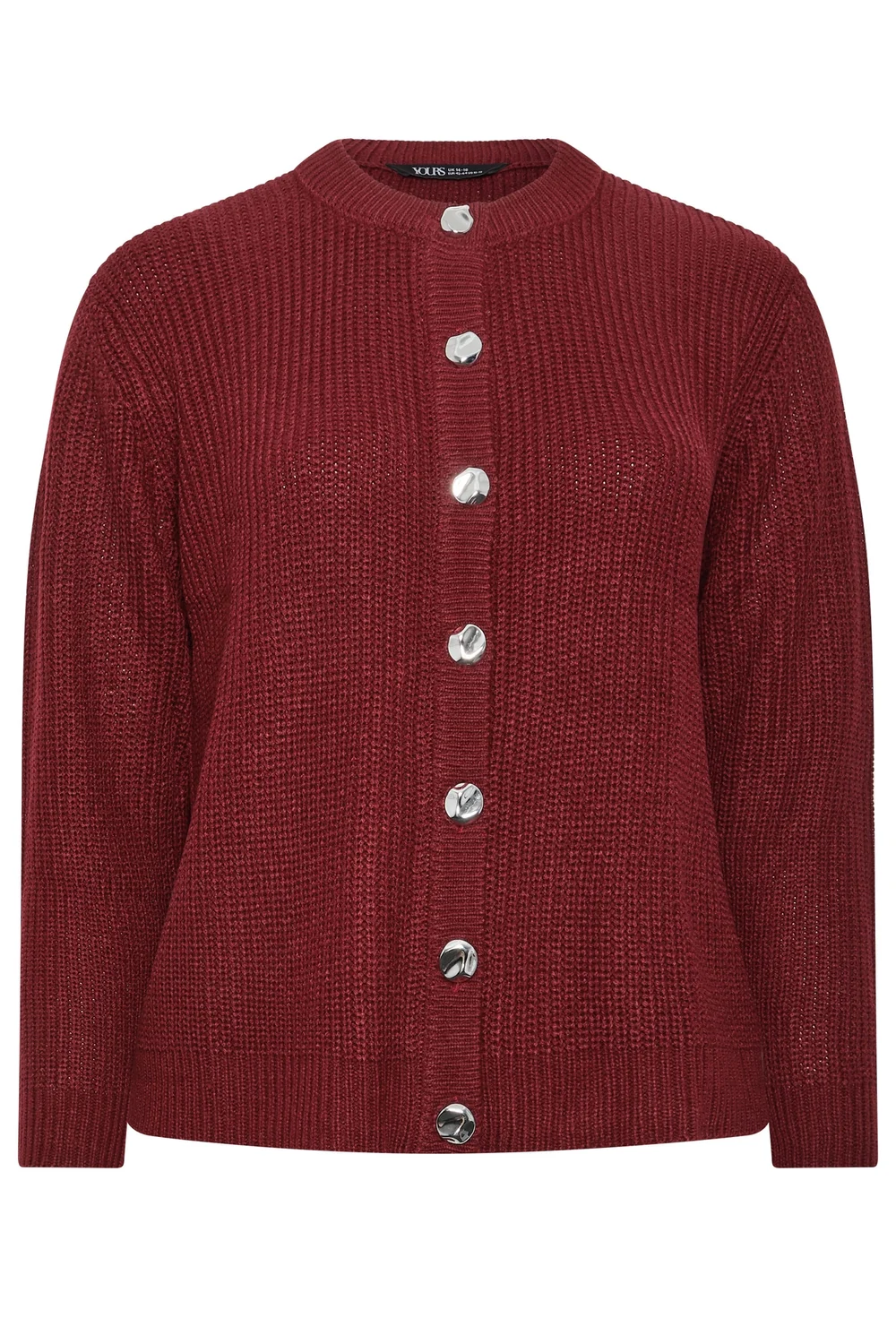 Yours Curve Red Metal Button Knitted Cardigan - 14-16 Image 5