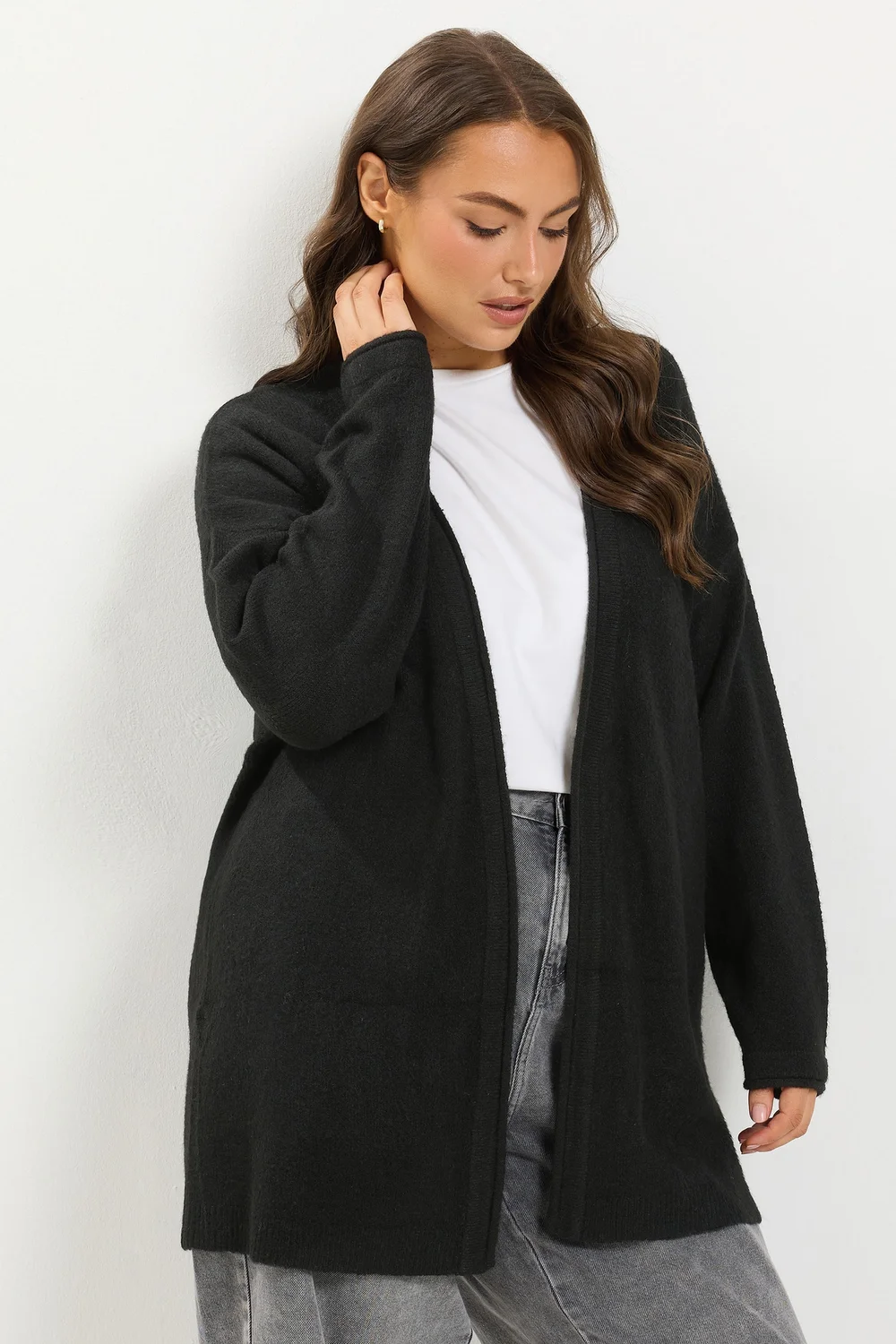 Yours Curve Black Soft Touch Cardigan - 14-16 Image 1