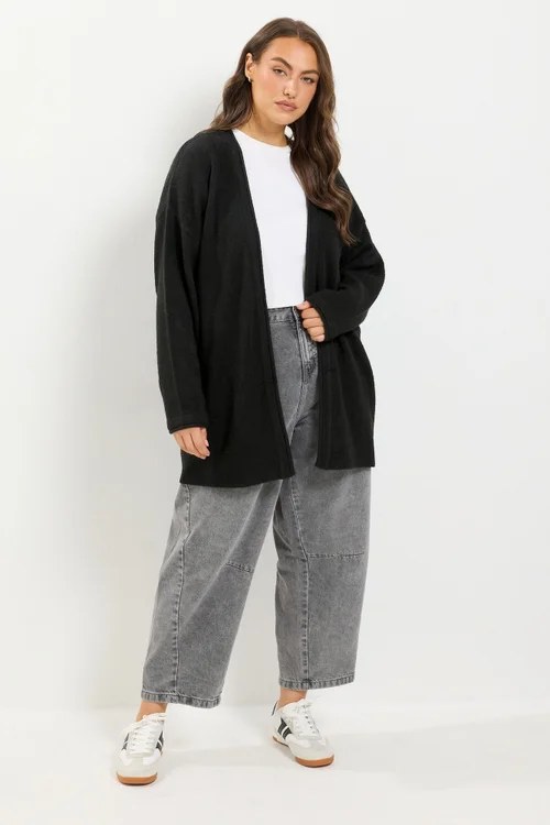 Yours Curve Black Soft Touch Cardigan - 14-16 Image 2