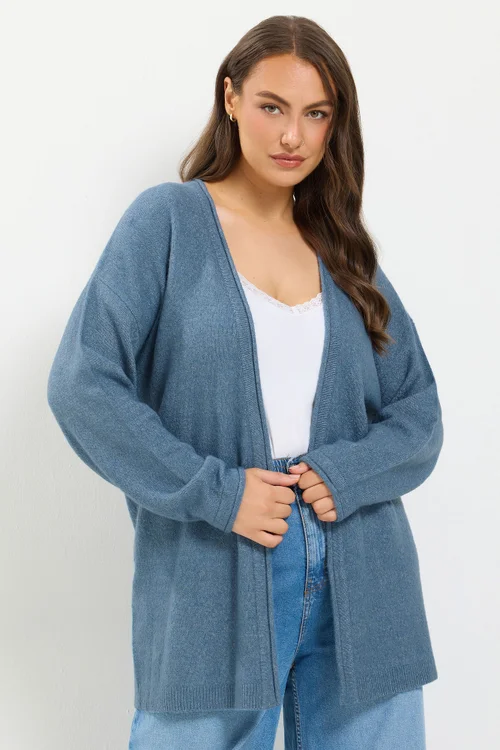 Yours Curve Blue Soft Touch Cardigan - 14-16 Image 1