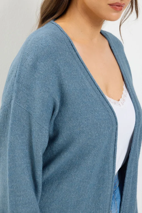Yours Curve Blue Soft Touch Cardigan - 14-16 Image 4