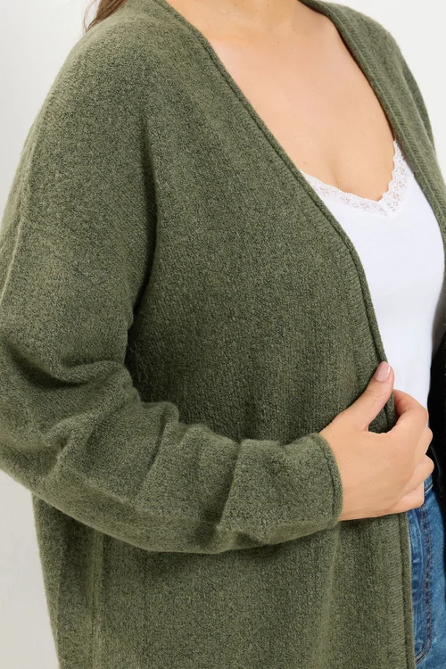 Yours Curve Khaki Green Soft Touch Cardigan - 14-16 Image 4