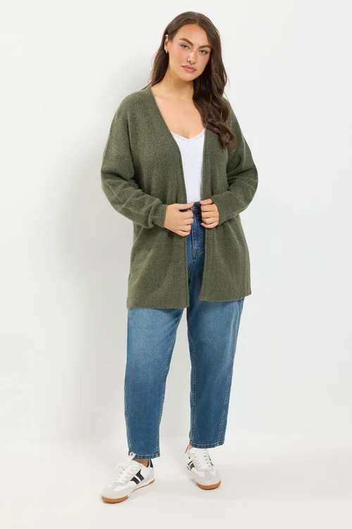 Yours Curve Khaki Green Soft Touch Cardigan - 14-16 Image 2