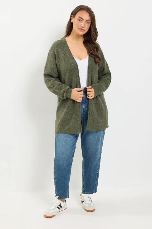 Yours Curve Khaki Green Soft Touch Cardigan