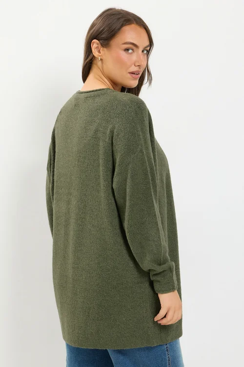 Yours Curve Khaki Green Soft Touch Cardigan - 14-16 Image 3