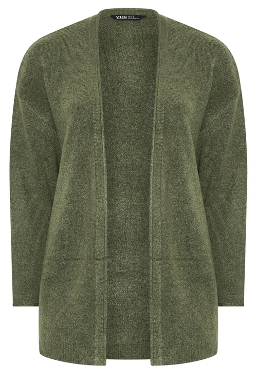 Yours Curve Khaki Green Soft Touch Cardigan - 14-16 Image 5