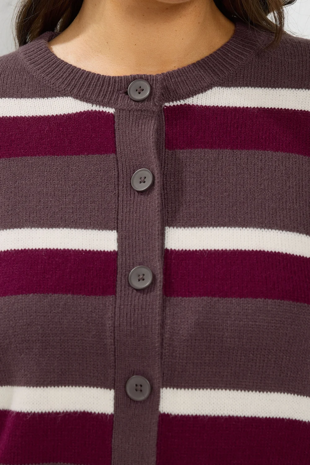 Yours Curve Chocolate Brown Stripe Cardigan - 22-24 Image 5